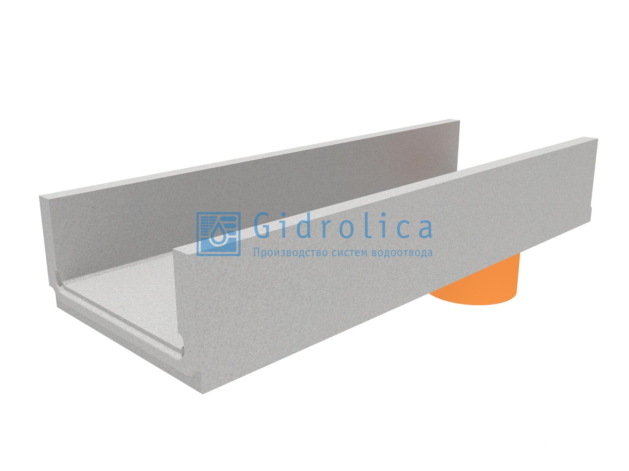 Лоток водоотводный бетонный коробчатый (СО-300мм), с водосливом КПв 100 ...