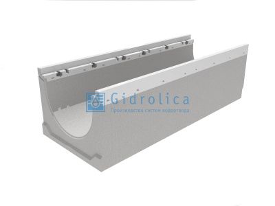 Лоток водоотводный бетонный коробчатый (СО-300мм), с оцинкованной насадкой КU 100.39,9 (30).41(34) - BGZ-V